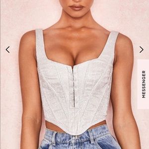SILVER SPARKLE CROPPED CORSET